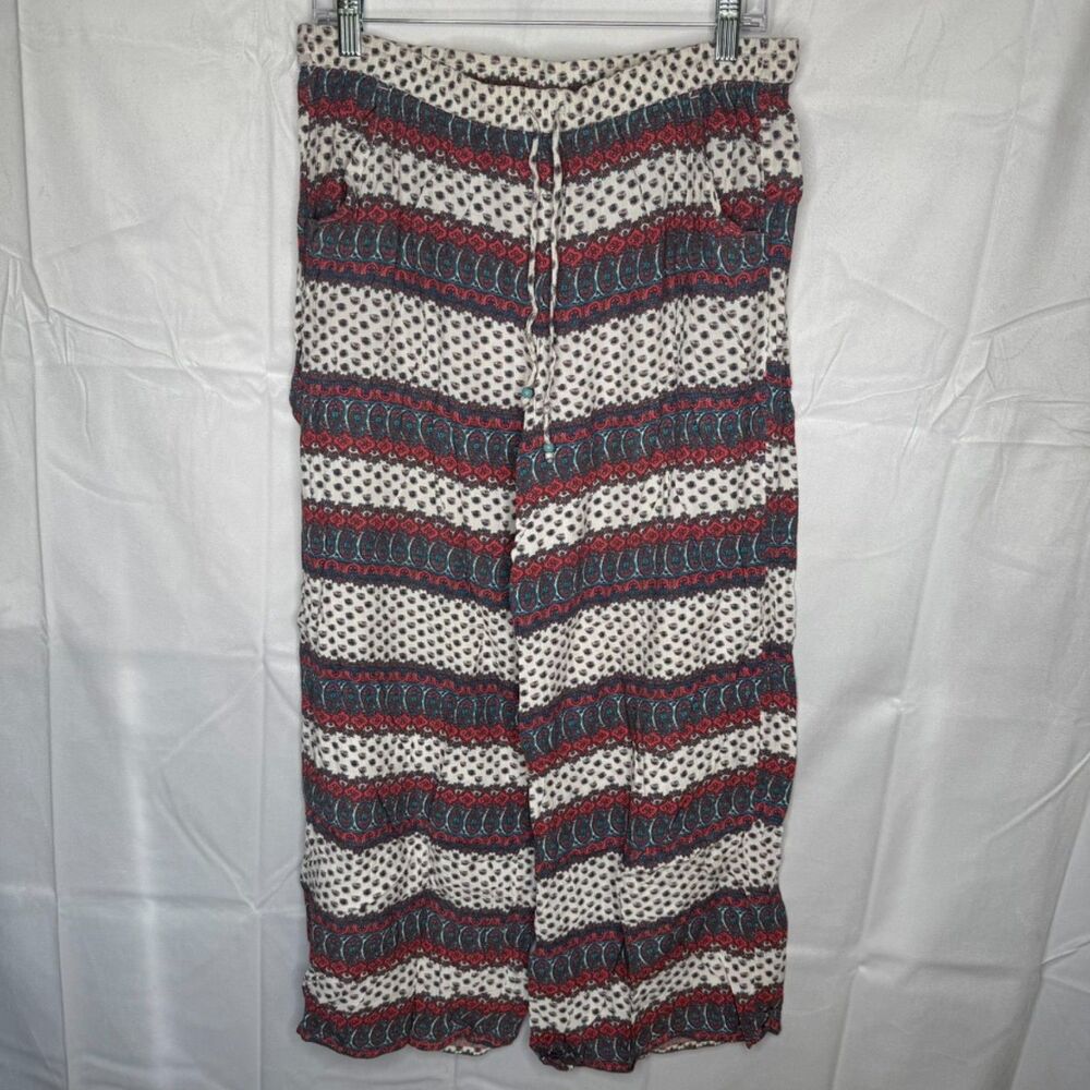American Eagle Pants Women's M Wide Leg Casual Boho Pants Flowy Paisley Pockets